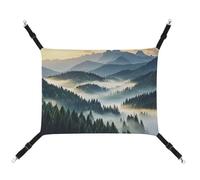 HETVBNS Foggy Mountains Forest Pet Hammock for Cats & Dogs, Soft Breathable Canvas Hanging Hammock with Adjustable Straps, Comfortable & Durable Hanging Bed for Small to Medium Pets