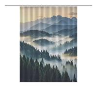 HETVBNS Foggy Mountains Forest Shower Curtain for Bathroom, Waterproof Shower Curtain with 12 Hooks, Modern Bath Curtains for Tub, Shower, 53.54x70.87Inch（136x180cm）
