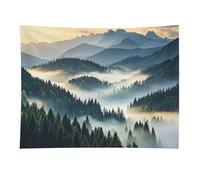 HETVBNS Foggy Mountains Forest Tapestry Wall Hanging - 30"x40" Aesthetic Tapestries Soft Polyester Wall Art Decor Large Tapestry for Bedroom Living Room Dorm Backdrop, Hanging Kit Included