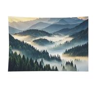 HETVBNS Foggy Mountains Forest Tapestry Wall Hanging - 40"x60" Aesthetic Tapestries Soft Polyester Wall Art Decor Large Tapestry for Bedroom Living Room Dorm Backdrop, Hanging Kit Included