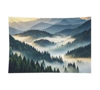 HETVBNS Foggy Mountains Forest Tapestry Wall Hanging - 60"x90" Aesthetic Tapestries Soft Polyester Wall Art Decor Large Tapestry for Bedroom Living Room Dorm Backdrop, Hanging Kit Included