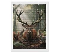 HETVBNS Forest Wildlife Diamond Painting Kits for Adults, Full Round Drill DIY Diamond Art for Beginners, 5D Gem Art and Crafts for Home Wall Decor 12"x16"