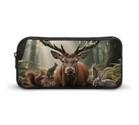 HETVBNS Forest Wildlife Pencil Case Large Capacity, Durable Pencil Pouch Portable Small Cosmetic Bag with Metal Zipper, Simple Makeup Pouch Aesthetic Toiletry Bag for Travel Office