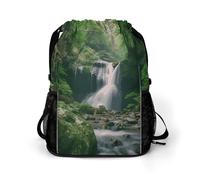 HETVBNS Forests with Waterfalls Trees Drawstring Backpack, Dry Wet Separate Gym Bag Unisex Sports Drawstring Bag for Work, Fitness