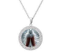 HETVBNS - Fox Spirit Necklace, Round Alloy Pendant with Diamond, Elegant Pendant Necklace for Women Men, Una talla, Metal, Alloy.