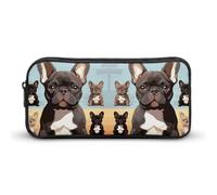 HETVBNS French Bulldog Dog Cute Pencil Case Large Capacity, Durable Pencil Pouch Portable Small Cosmetic Bag with Metal Zipper, Simple Makeup Pouch Aesthetic Toiletry Bag for Travel Office