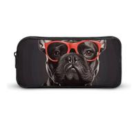 HETVBNS French Bulldog Pencil Case Large Capacity, Durable Pencil Pouch Portable Small Cosmetic Bag with Metal Zipper, Simple Makeup Pouch Aesthetic Toiletry Bag for Travel Office