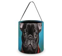 HETVBNS French Bulldog Puppy with Camera Candy Bag Halloween Trick Or Treat Bucket 7.9x8.3in, Reusable Gift Bags for Party Holiday Wedding