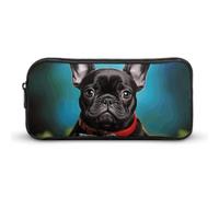 HETVBNS French Bulldog Puppy with Camera Pencil Case Large Capacity Zipper Pouch, Durable Pencil Box Organizer, Portable Small Cosmetic Bag for Office, Travel