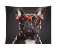 HETVBNS French Bulldog Tapestry Wall Hanging - 50"x60" Aesthetic Tapestries Soft Polyester Wall Art Decor Large Tapestry for Bedroom Living Room Dorm Backdrop, Hanging Kit Included
