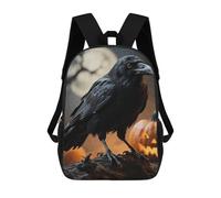 HETVBNS Frightening Halloween Crow Backpack for Women Men, Durable 600D Polyester Bookbag with Large Capacity, Lightweight 17 Inch Laptop Backpack Minimalism Casual Daypack for Work, Travel