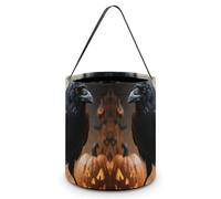 HETVBNS Frightening Halloween Crow Candy Bag Halloween Trick Or Treat Bucket 7.9x8.3in, Reusable Gift Bags for Party Holiday Wedding