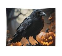 HETVBNS Frightening Halloween Crow Tapestry Wall Hanging - 30"x40" Aesthetic Tapestries Soft Polyester Wall Art Decor Large Tapestry for Bedroom Living Room Dorm Backdrop, Hanging Kit Included