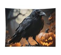 HETVBNS Frightening Halloween Crow Tapestry Wall Hanging - 60"x80" Aesthetic Tapestries Soft Polyester Wall Art Decor Large Tapestry for Bedroom Living Room Dorm Backdrop, Hanging Kit Included