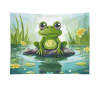HETVBNS Frog in A Pond Tapestry Wall Hanging - 30"x40" Aesthetic Tapestries Soft Polyester Wall Art Decor Large Tapestry for Bedroom Living Room Dorm Backdrop, Hanging Kit Included