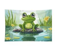 HETVBNS Frog in A Pond Tapestry Wall Hanging - 40"x60" Aesthetic Tapestries Soft Polyester Wall Art Decor Large Tapestry for Bedroom Living Room Dorm Backdrop, Hanging Kit Included