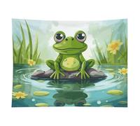 HETVBNS Frog in A Pond Tapestry Wall Hanging - 60"x80" Aesthetic Tapestries Soft Polyester Wall Art Decor Large Tapestry for Bedroom Living Room Dorm Backdrop, Hanging Kit Included