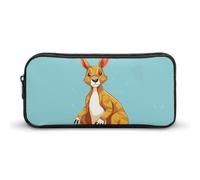 HETVBNS Funny Cartoon Kangaroo Zoo Pencil Case Large Capacity, Durable Pencil Pouch Portable Small Cosmetic Bag with Metal Zipper, Simple Makeup Pouch Aesthetic Toiletry Bag for Travel Office