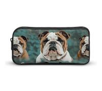 HETVBNS Funny English Bulldog Pencil Case Large Capacity, Durable Pencil Pouch Portable Small Cosmetic Bag with Metal Zipper, Simple Makeup Pouch Aesthetic Toiletry Bag for Travel Office
