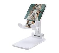 HETVBNS Funny English Bulldog Phone Stand for Desk - Adjustable & Foldable Tablet Stand Portable Cell Phone Stand Holder Compatible with 4-13" Smartphones, Tablets