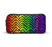 HETVBNS Gay Pride Rainbow Pattern Pencil Case Large Capacity, Durable Pencil Pouch Portable Small Cosmetic Bag with Metal Zipper, Simple Makeup Pouch Aesthetic Toiletry Bag for Travel Office