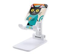 HETVBNS Geometric Cat Art Phone Stand for Desk - Adjustable & Foldable Tablet Stand Portable Cell Phone Stand Holder Compatible with 4-13" Smartphones, Tablets