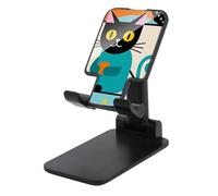 HETVBNS Geometric Cat Art Phone Stand for Desk - Adjustable & Foldable Tablet Stand Portable Cell Phone Stand Holder Compatible with 4-13" Smartphones, Tablets