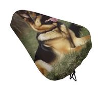 HETVBNS German Shepherd Dog Bike Seat Cover Waterproof Oxford Fabric, Universal Adjustable Bicycle Saddle Cover with Drawstring Easy Install Protective Rain Dust Covers for Women Men