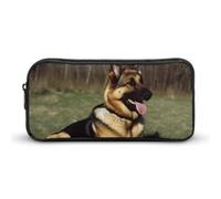 HETVBNS German Shepherd Dog Pencil Case Large Capacity, Durable Pencil Pouch Portable Small Cosmetic Bag with Metal Zipper, Simple Makeup Pouch Aesthetic Toiletry Bag for Travel Office