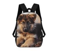 HETVBNS German Shepherd Puppy Backpack for Women Men, Durable 600D Polyester Bookbag with Large Capacity, Lightweight 17 Inch Laptop Backpack Minimalism Casual Daypack for Work, Travel
