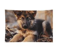 HETVBNS German Shepherd Puppy Tapestry Wall Hanging - 40"x60" Aesthetic Tapestries Soft Polyester Wall Art Decor Large Tapestry for Bedroom Living Room Dorm Backdrop, Hanging Kit Included