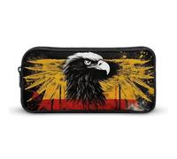 HETVBNS Germany Flag Eagle Pencil Case Large Capacity, Durable Pencil Pouch Portable Small Cosmetic Bag with Metal Zipper, Simple Makeup Pouch Aesthetic Toiletry Bag for Travel Office
