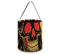 HETVBNS Ghost Skull Candy Bag Halloween Trick Or Treat Bucket 7.9x8.3in, Reusable Gift Bags for Party Holiday Wedding