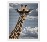 HETVBNS Giraffe Wearing Sunglasses Diamond Painting Kits for Adults, Full Round Drill DIY Diamond Art for Beginners, 5D Gem Art and Crafts for Home Wall Decor 16"x20"