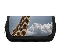 HETVBNS Giraffe Wearing Sunglasses Pencil Case Extra Large, Double Layer Pencil Pouch with Zipper, Portable Cosmetic Bags for Travel, Office Stationery Organizer for Women Men