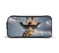 HETVBNS Giraffe Wearing Sunglasses Pencil Case Large Capacity, Durable Pencil Pouch Portable Small Cosmetic Bag with Metal Zipper, Simple Makeup Pouch Aesthetic Toiletry Bag for Travel Office