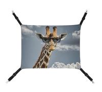 HETVBNS Giraffe Wearing Sunglasses Pet Hammock for Cats & Dogs, Soft Breathable Canvas Hanging Hammock with Adjustable Straps, Comfortable & Durable Hanging Bed for Small to Medium Pets