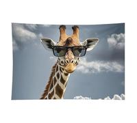 HETVBNS Giraffe Wearing Sunglasses Tapestry Wall Hanging - 60"x90" Aesthetic Tapestries Soft Polyester Wall Art Decor Large Tapestry for Bedroom Living Room Dorm Backdrop, Hanging Kit Included