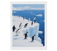 HETVBNS Glacier Penguins Diamond Painting Kits for Adults, Full Round Drill DIY Diamond Art for Beginners, 5D Gem Art and Crafts for Home Wall Decor 12"x16"