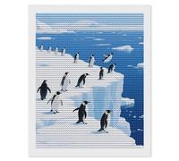 HETVBNS Glacier Penguins Diamond Painting Kits for Adults, Full Round Drill DIY Diamond Art for Beginners, 5D Gem Art and Crafts for Home Wall Decor 16"x20"
