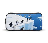 HETVBNS Glacier Penguins Pencil Case Large Capacity, Durable Pencil Pouch Portable Small Cosmetic Bag with Metal Zipper, Simple Makeup Pouch Aesthetic Toiletry Bag for Travel Office