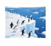HETVBNS Glacier Penguins Tapestry Wall Hanging - 30"x40" Aesthetic Tapestries Soft Polyester Wall Art Decor Large Tapestry for Bedroom Living Room Dorm Backdrop, Hanging Kit Included
