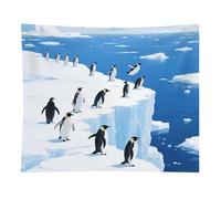 HETVBNS Glacier Penguins Tapestry Wall Hanging - 50"x60" Aesthetic Tapestries Soft Polyester Wall Art Decor Large Tapestry for Bedroom Living Room Dorm Backdrop, Hanging Kit Included