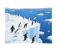 HETVBNS Glacier Penguins Tapestry Wall Hanging - 60"x80" Aesthetic Tapestries Soft Polyester Wall Art Decor Large Tapestry for Bedroom Living Room Dorm Backdrop, Hanging Kit Included