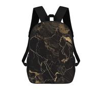 HETVBNS Gold Black Marble Backpack for Women Men, Durable 600D Polyester Bookbag with Large Capacity, Lightweight 17 Inch Laptop Backpack Minimalism Casual Daypack for Work, Travel