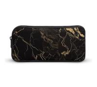 HETVBNS Gold Black Marble Pencil Case Large Capacity Zipper Pouch, Durable Pencil Box Organizer, Portable Small Cosmetic Bag for Office, Travel