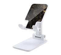 HETVBNS Gold Black Marble Phone Stand for Desk - Adjustable & Foldable Tablet Stand Portable Cell Phone Stand Holder Compatible with 4-13" Smartphones, Tablets