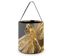 HETVBNS Gold Exquisite Dragonfly Candy Bag Halloween Trick Or Treat Bucket 7.9x8.3in, Reusable Gift Bags for Party Holiday Wedding