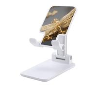 HETVBNS Gold Exquisite Dragonfly Phone Stand for Desk - Adjustable & Foldable Tablet Stand Portable Cell Phone Stand Holder Compatible with 4-13" Smartphones, Tablets