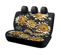 HETVBNS Gold Flowers on Black Car Seat Covers for Back Seat Pet Protector, Universal Auto Rear Seats Cover, Non Slip Back Seats Covers for Car, Truck & SUV